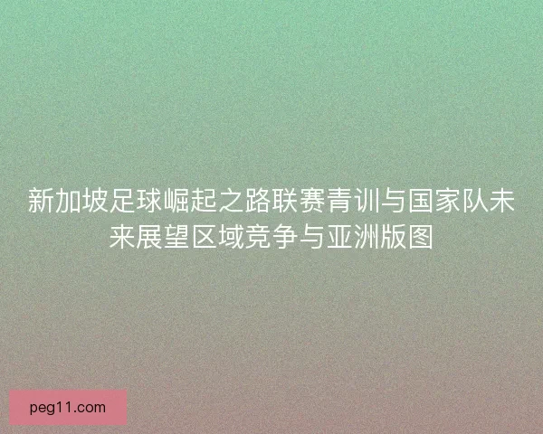 新加坡足球崛起之路联赛青训与国家队未来展望区域竞争与亚洲版图