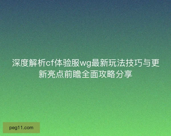 深度解析cf体验服wg最新玩法技巧与更新亮点前瞻全面攻略分享