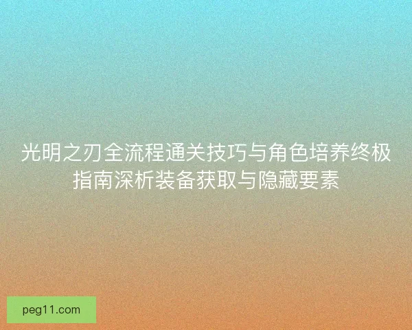 光明之刃全流程通关技巧与角色培养终极指南深析装备获取与隐藏要素