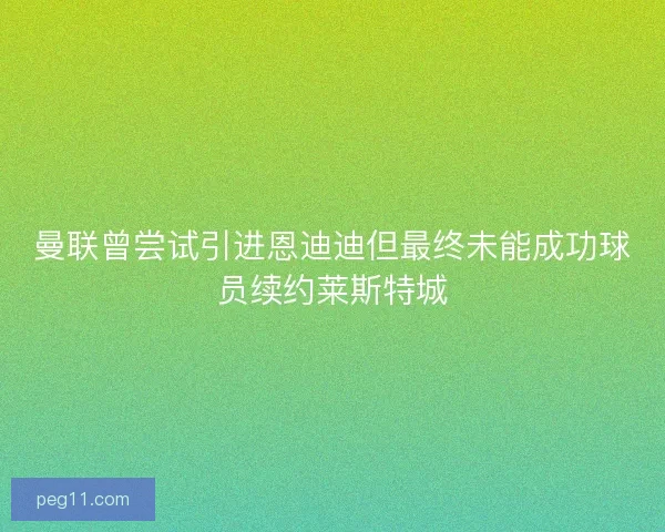 曼联曾尝试引进恩迪迪但最终未能成功球员续约莱斯特城